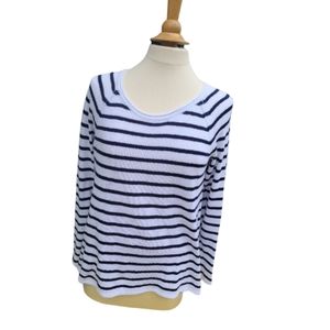 Lilly Pulitzer navy and white striped knit sweater size Large